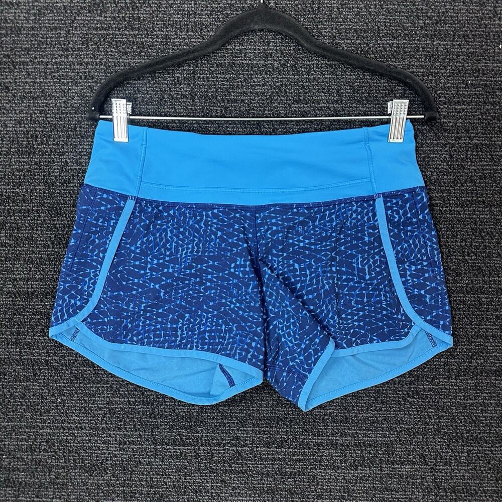 Lululemon Athletica Samba Snake Kayak Blue Hero Run Times Shorts Women's Size 4